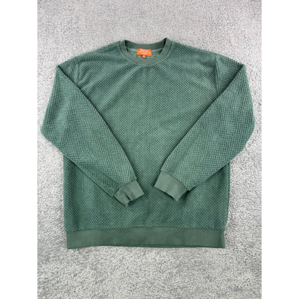 Negative Space Mens XL Textured Waffle Fleece Crewneck Sweatshirt Sage‎ Green